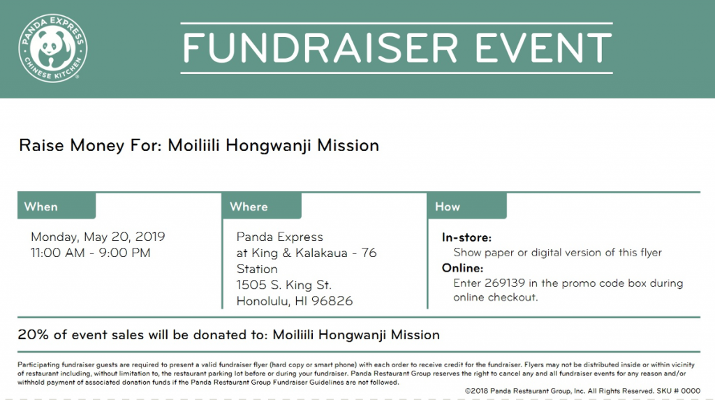 Panda Express Fundraiser Flyer